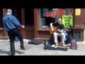 Canterbury Busker - Blues slide guitar (Johnny Kitt)- Bad to the Bone - with funny man dancing!